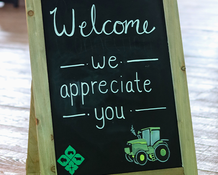 Customer meeting welcome sign
